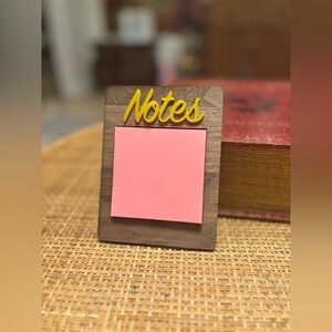 Vintage Wood Sticky Note Holder Desk Organizer Notes Memo Pad Stand Office